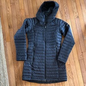 Women's Columbia Black Quilted Hooded Long Puffer Coat